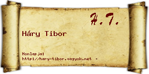 Háry Tibor névjegykártya